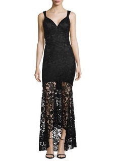 Nicole Miller New York Lace High-Low Mermaid Gown
