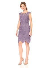 Nicole Miller New York Women's 3D lace Scallop Fitted Cocktail Dress