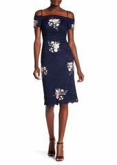 Nicole Miller New York Women's Embroidered Lace Off-the-Shoulder Cocktail Dress