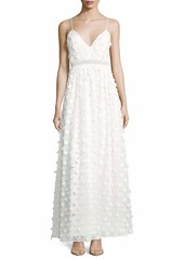 Nicole Miller New York Women's Gown with Illusion Waistband and 3D Flower Petals