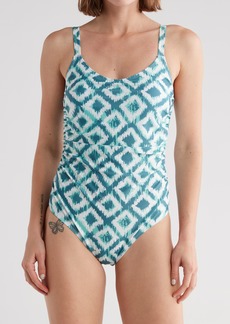 Nicole Miller Side Ruching One-Piece Swimsuit in Green at Nordstrom Rack
