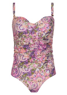 NICOLE MILLER STUDIO Ruched One-Piece Swimsuit in Paisley at Nordstrom Rack
