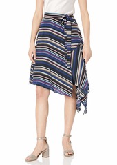 Nicole Miller Women's Flight Stripe Asymmetrical Skirt  L