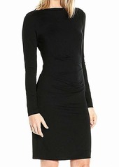 Nicole Miller Women's Quinn Solid Jersey Long Sleeve Tuck Dress