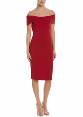 Nicole Miller Women's Structured Heavy Jersey Twist Off Shldr Dress red P