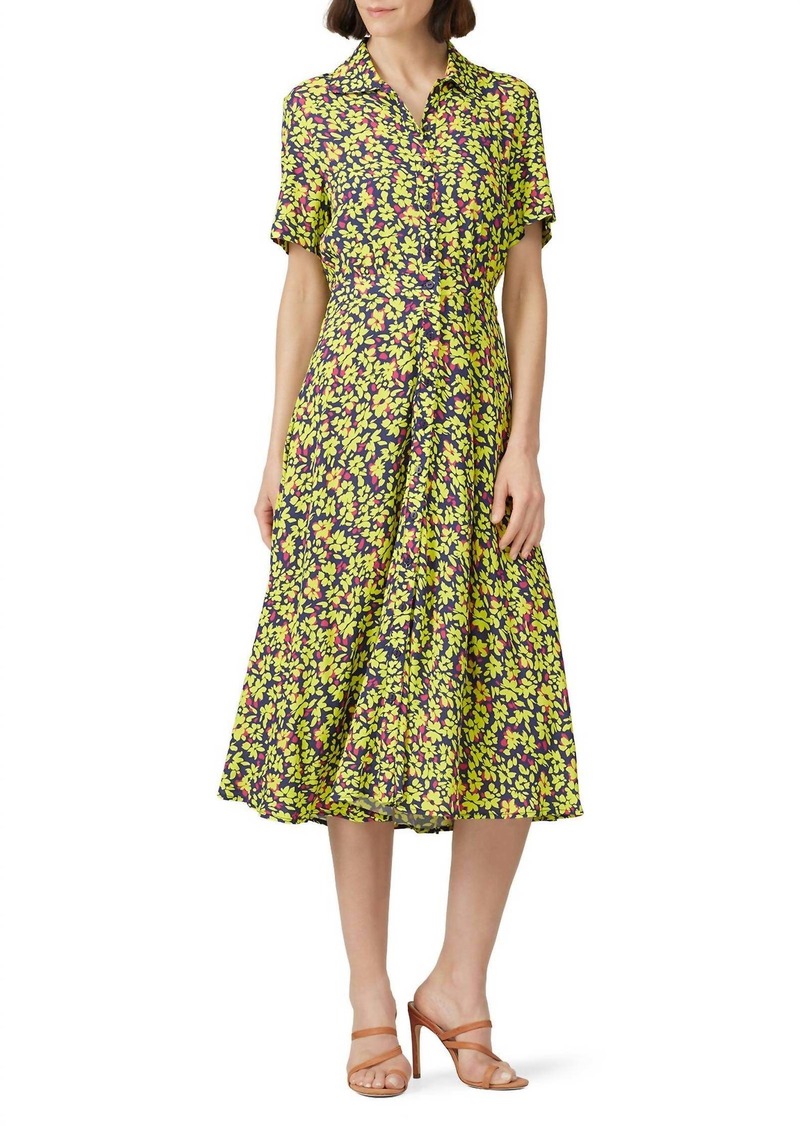 Nicole Miller Painted Primrose Button Down Dress In Yellow