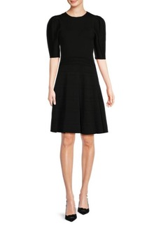 Nicole Miller Puff Sleeve Fit & Flare Dress
