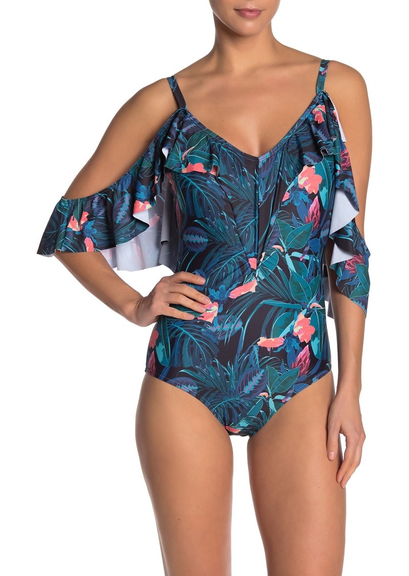 cold shoulder one piece swimsuit