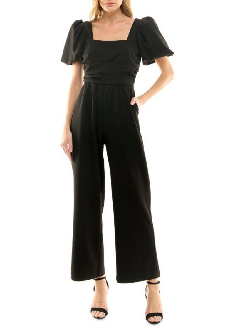 Nicole Miller Squareneck Crepe Jumpsuit