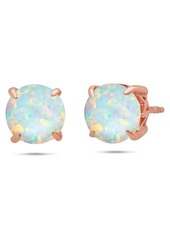 Nicole Miller Sterling Silver 8mm Gemstone Round Stud Earrings with 14k Rose Gold Overlay