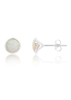 Nicole Miller Sterling Silver Round Cut 6mm Gemstone Bezel Set Stud Earrings with Push Backs