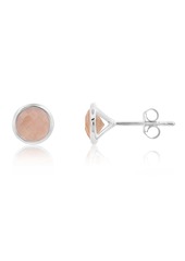 Nicole Miller Sterling Silver Round Cut 6mm Gemstone Bezel Set Stud Earrings with Push Backs