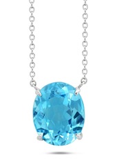 Nicole Miller Sterling Silver with 10x8mm Oval Cut Blue Topaz Necklace, 18