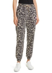 Nicole Miller Leopard Print Stretch Cotton French Terry Joggers in Cheetah at Nordstrom