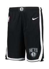 Big Boys and Girls Nike Black Brooklyn Nets 2020/21 Swingman Performance Shorts - Icon Edition - Black