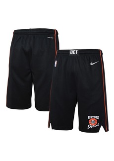 Big Boys Nike Black Detroit Pistons 2023/24 City Edition Swingman Performance Shorts - Black