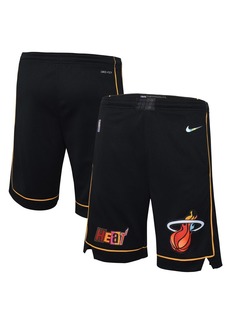 Big Boys Nike Black Miami Heat 2021/22 City Edition Courtside Swingman Shorts - Black