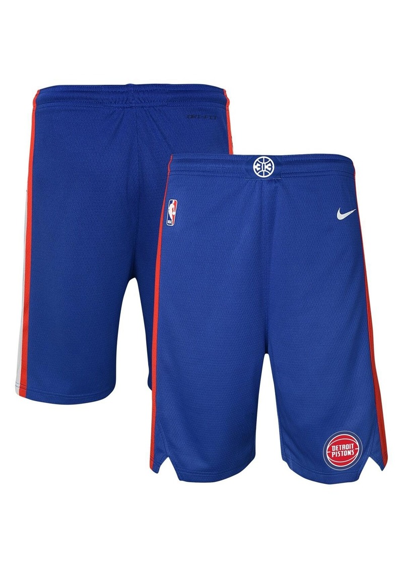 Big Boys Nike Blue Detroit Pistons Icon Edition Mesh Performance Swingman Shorts - Blue