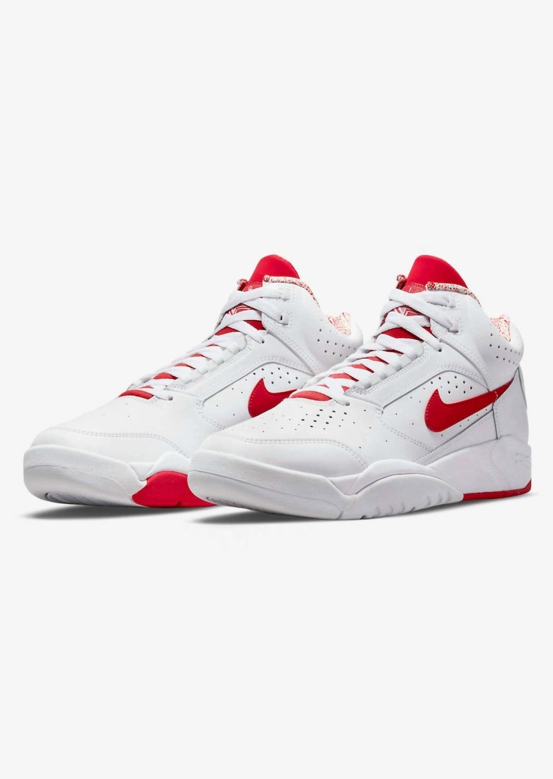 Nike Men's Air Flight Lite Mid Sneaker In White/university Red