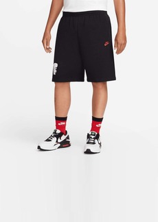 Nike Men's Fleece Graphic Shorts In Black/white-Lt Crimson