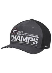 Men's Nike Black Georgia Bulldogs College Football Playoff 2022 Peach Bowl Champions Locker Room CL99 Adjustable Hat - Black
