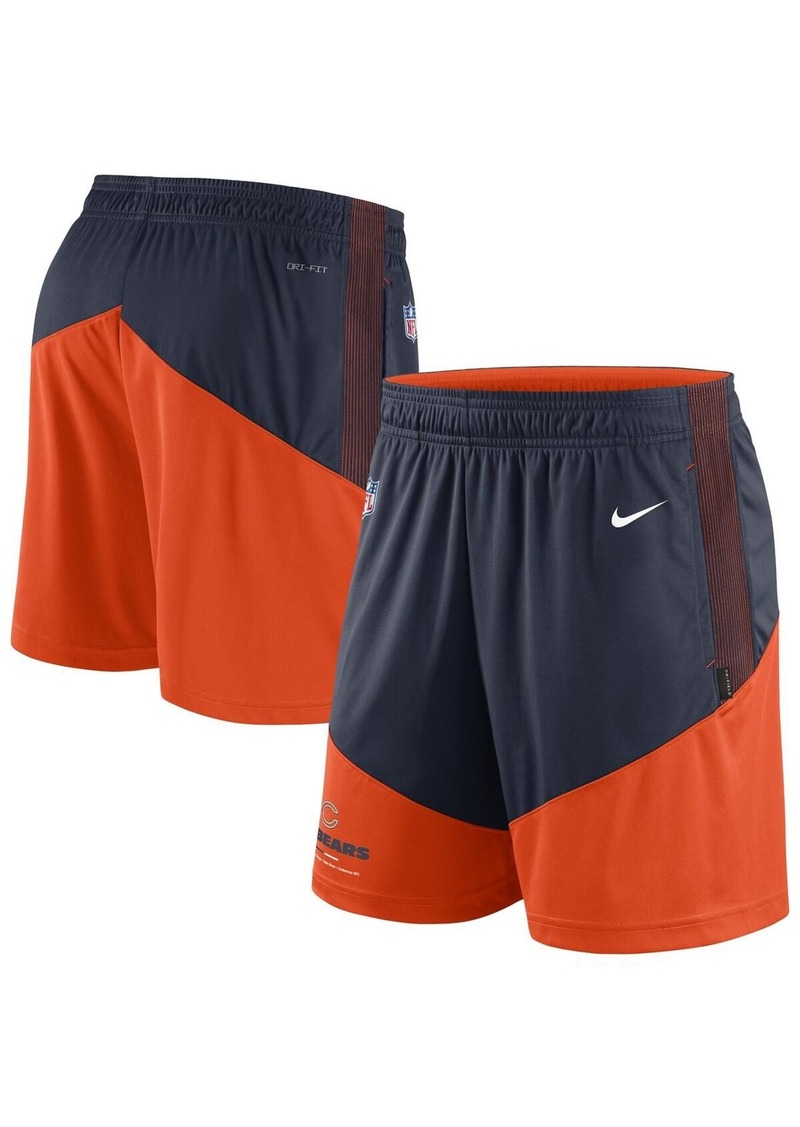 Men's Nike Navy, Orange Chicago Bears Sideline Primary Lockup Performance Shorts - Navy, Orange