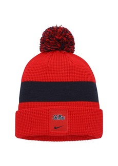 Men's Nike Red Ole Miss Rebels Sideline Team Cuffed Knit Hat with Pom - Red