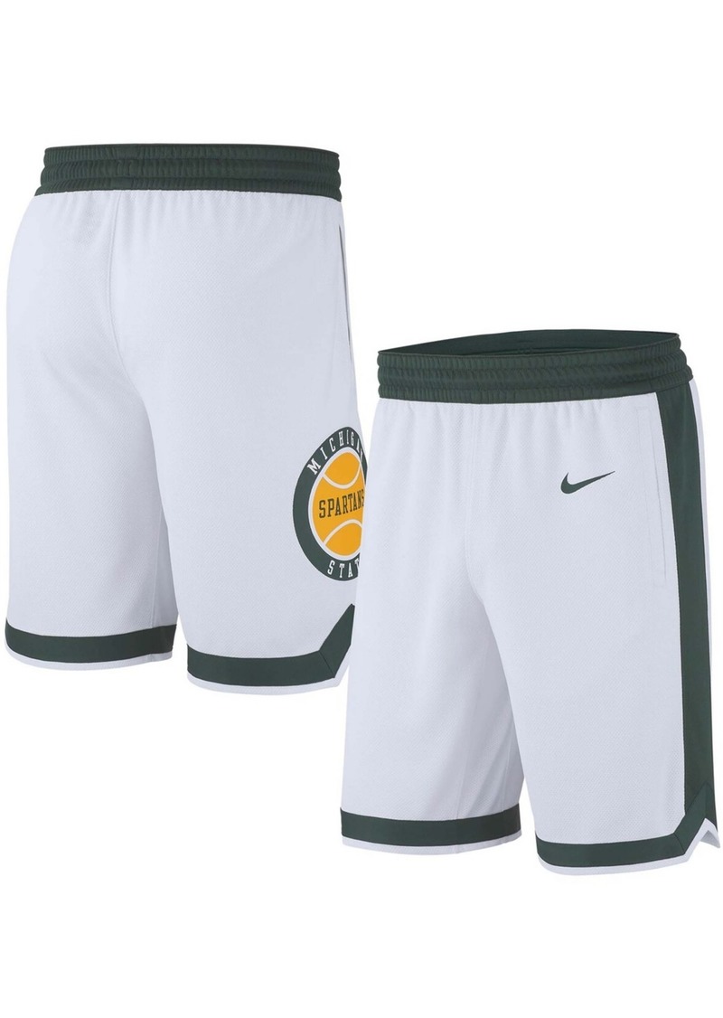 Men's Nike White Michigan State Spartans Retro Replica Basketball Shorts - White