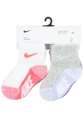 Nike Baby and Toddler Boys or Girls Multi Logo Socks, Pack of 6 - Grey Heather / Pink