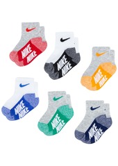 Nike Baby and Toddler Boys or Girls Multi Logo Socks, Pack of 6 - Grey Heather / Pink