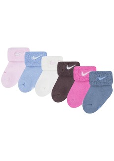 Nike Baby Boys or Baby Girls Multi Logo Socks, Pack of 6 - Pink Foam