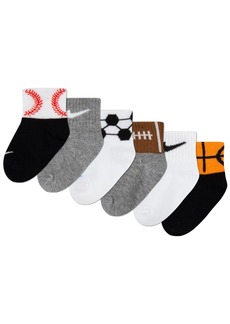 Nike Baby Boys Swoosh Sport Balls Socks, Pack of 6 - Dark Gray Heather