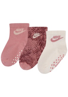 Nike Baby Girls Grip Socks, Pack of 3 - Red Stardust