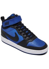 Nike Big Boys' Court Borough Mid 2 Fastening Strap Casual Sneakers from Finish Line - Game royal/Black