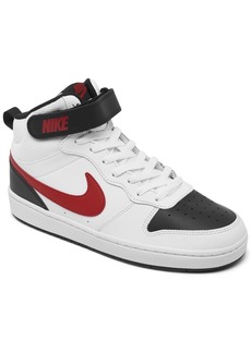 Nike Big Kids Court Borough Mid 2 Casual Sneakers from Finish Line - White, University Red