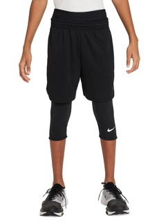 Nike Big Boys Pro Dri-fit 3/4-Length Tights - Black/black/white