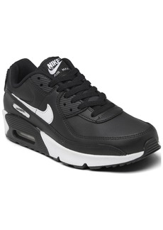 Nike Big Kids Air Max 90 Leather Running Sneakers from Finish Line - Black, White