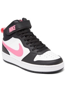 Nike Big Kids Court Borough Mid 2 Casual Sneakers from Finish Line - Black, Pink