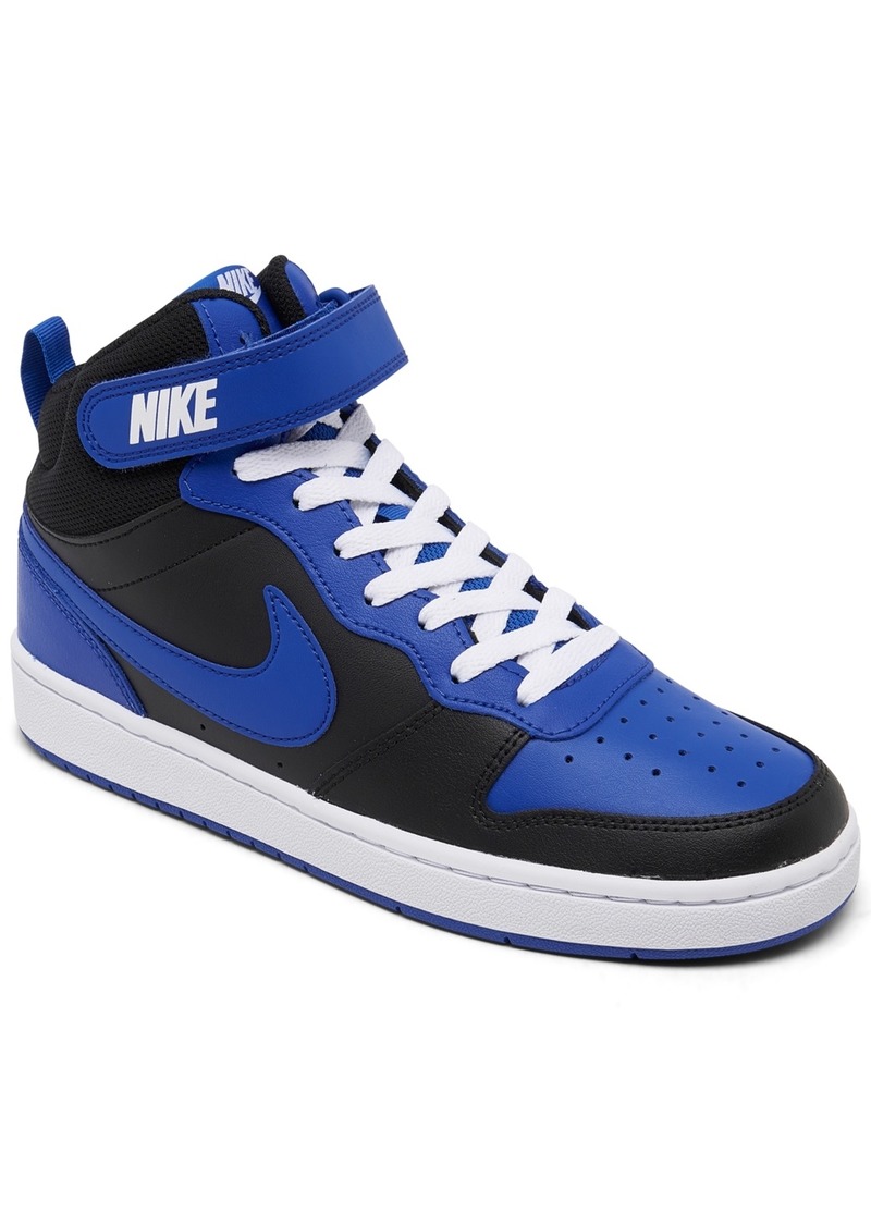 Nike Big Kids Court Borough Mid 2 Casual Sneakers from Finish Line - Black, Game Royal