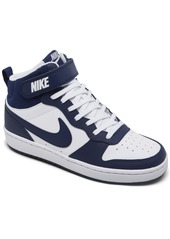Nike Big Kids Court Borough Mid 2 Casual Sneakers from Finish Line - White, Blue Void