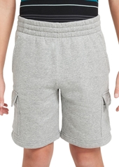 Nike Big Kids Sportswear Club Fleece Cargo Shorts - Dk Grey Heather/base Grey/white
