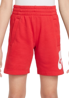 Nike Big Kids Sportswear Club Fleece Logo-Print French Terry Shorts - University Red/white
