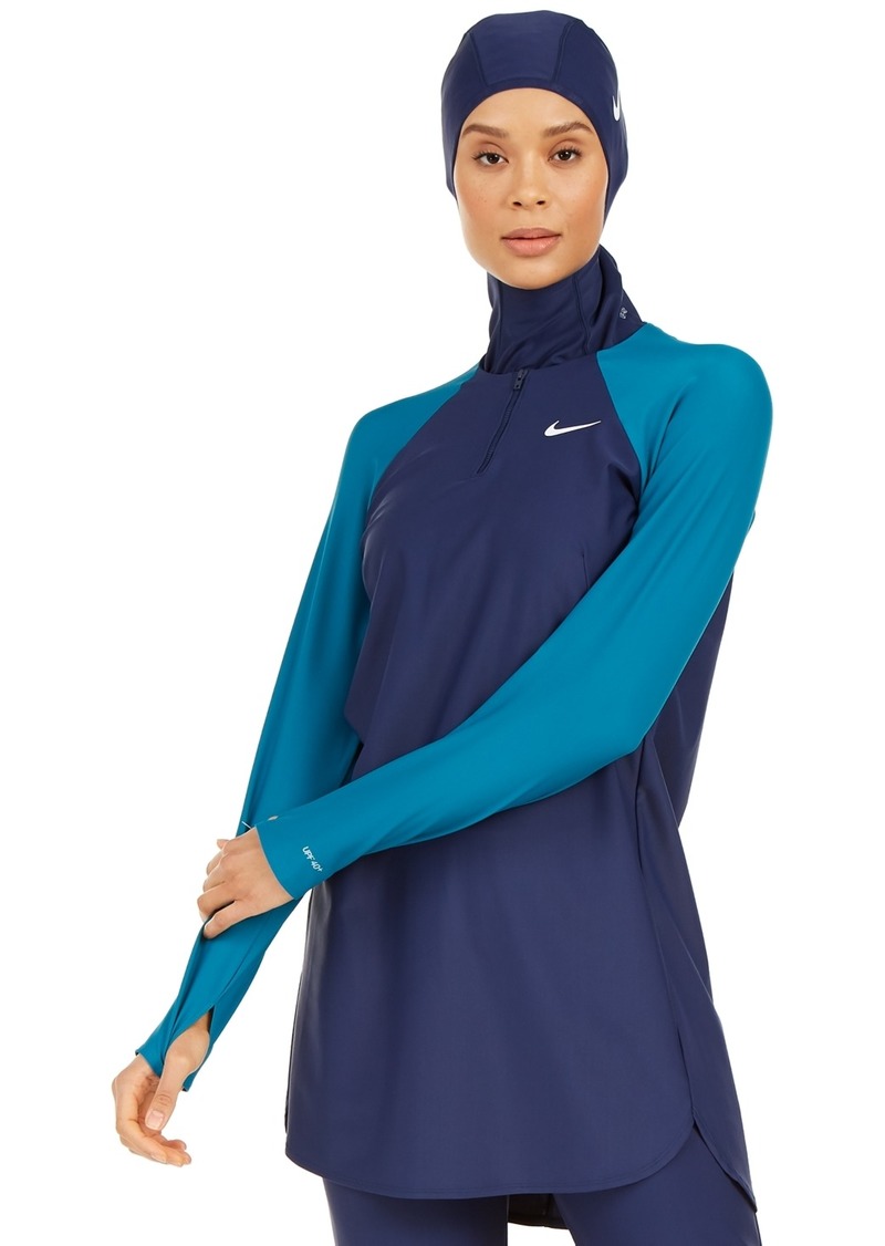 Nike Colorblocked Long-Sleeve Swim Tunic - Midnight Navy