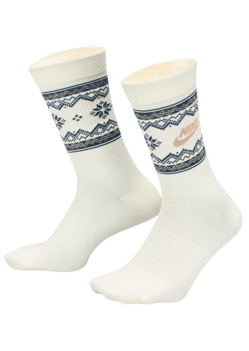 Nike Everyday Essentials Fair Isle Crew Socks, Men's, Medium, White