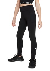 Nike Girls' Dri-fit One Pocket Leggings - Smkgry/whi