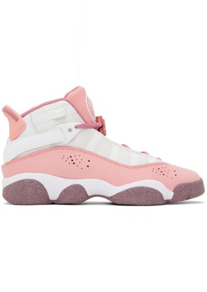 Nike Jordan Kids White & Pink Jordan 6 Rings Big Kids Sneakers