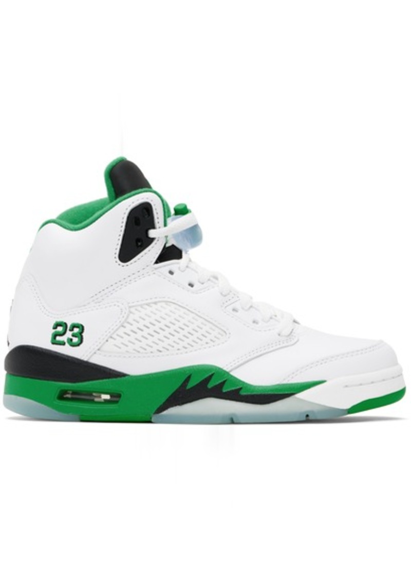 Nike Jordan White & Green Air Jordan 5 Retro Sneakers