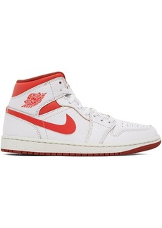 Nike Jordan White & Red Air Jordan 1 Mid SE Sneakers