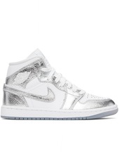 Nike Jordan White & Silver Air Jordan 1 Mid SE Sneakers