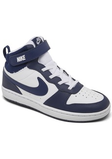 Nike Little Boys Court Borough Mid 2 Casual Sneakers from Finish Line - White, Blue Void